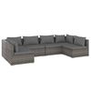 vidaXL Set mobilier de grădină cu perne, 6 piese, gri, poliratan