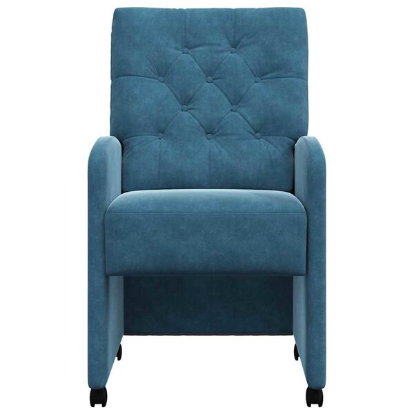 vidaXL Scaune de dining cu roți 2 pcs albastru 58 x 67 x 97 cm Catifea