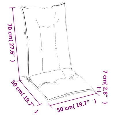 vidaXL Perne scaun cu spătar înalt, 2 buc., gri, 120x50x7 cm, textil
