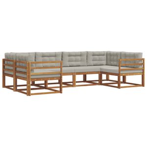 vidaXL Set de canapele de exterior 6 pcs Gri natural și deschis