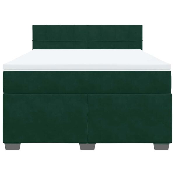 vidaXL Pat box spring cu saltea, verde închis, 160x200 cm, catifea
