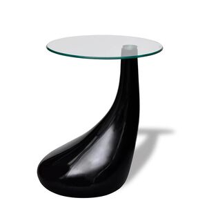 vidaXL Măsuță de cafea cu blat rotund din sticlă, negru lucios