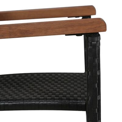vidaXL Set mobilier de exterior 7 piese negru, poliratan, lemn acacia