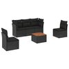 vidaXL Set mobilier de grădină cu perne, 6 piese, negru, poliratan