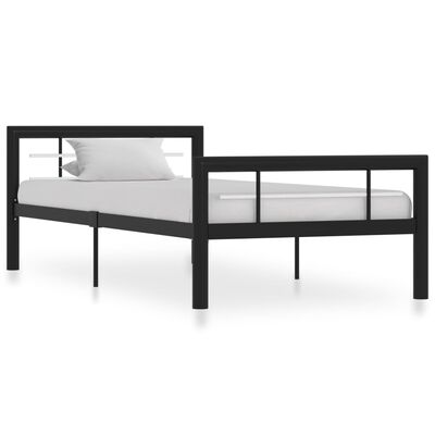 vidaXL Cadru de pat, negru și alb, 100 x 200 cm, metal