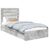 vidaXL Pat cu storage Gri din beton 90 x 190 cm Lemn compozit