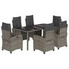 vidaXL Set mobilier de grădină cu perne, 7 piese, gri, poliratan