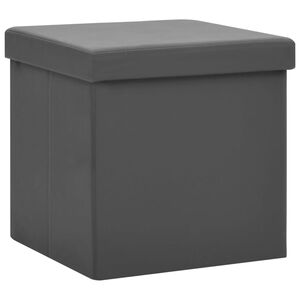 vidaXL Taburet de depozitare pliabil, gri, PVC