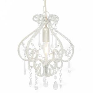 vidaXL Candelabru cu mărgele, alb, rotund, E14