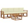 vidaXL Set de canapele de exterior cu pernă 5 pcs Natural și Crem