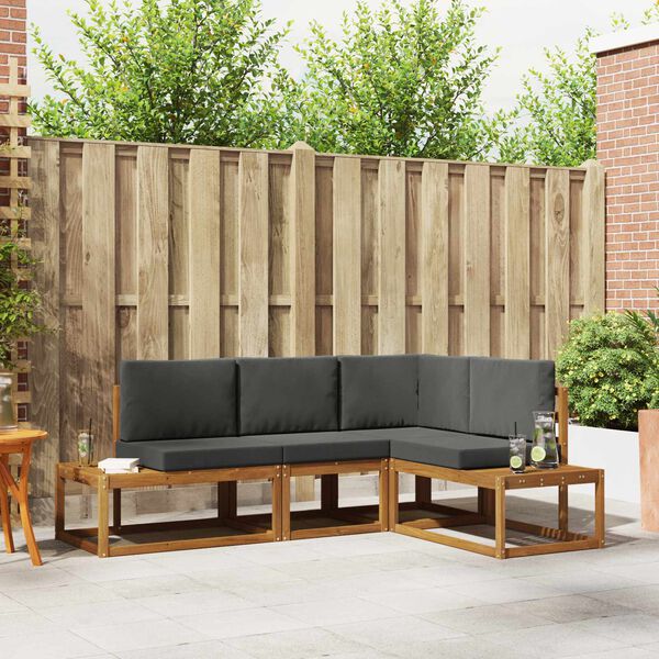 vidaXL Set de canapele de exterior 4 Bucată Natural și Antracit