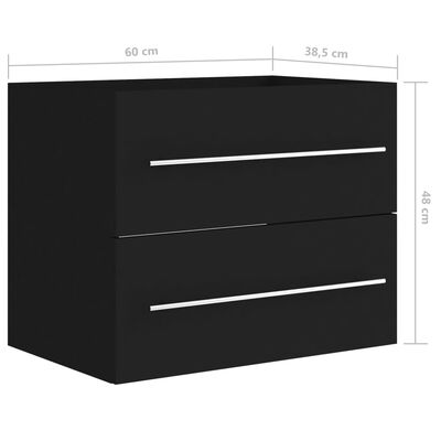 vidaXL Dulap de chiuvetă, negru, 60x38,5x48 cm, PAL