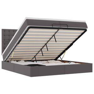 vidaXL Cadru de pat otoman cu saltele Gri 200x200cm piele artificială