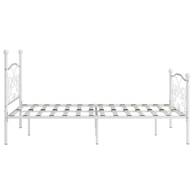 vidaXL Cadru de pat cu bază din șipci, alb, 160 x 200 cm, metal