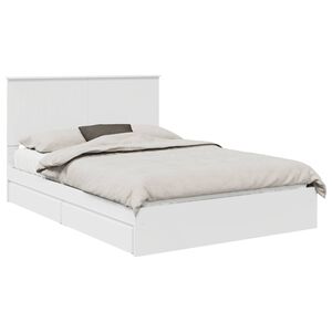 vidaXL Pat cu storage cu headboard Alb 140 x 190 cm Lemn compozit