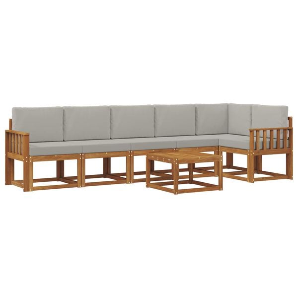 vidaXL Set de canapele de exterior 7 pcs Gri natural și deschis