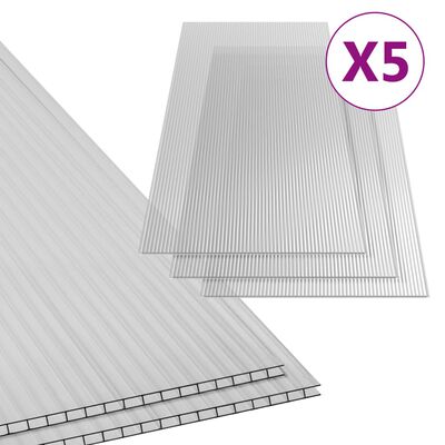 vidaXL Plăci din policarbonat, 5 buc., 150 x 65 cm, 6 mm