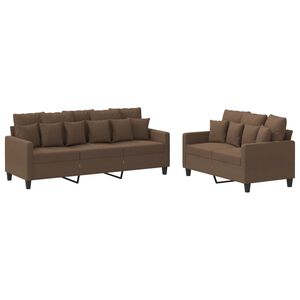 vidaXL Set de canapele cu perne, 2 piese, maro, textil