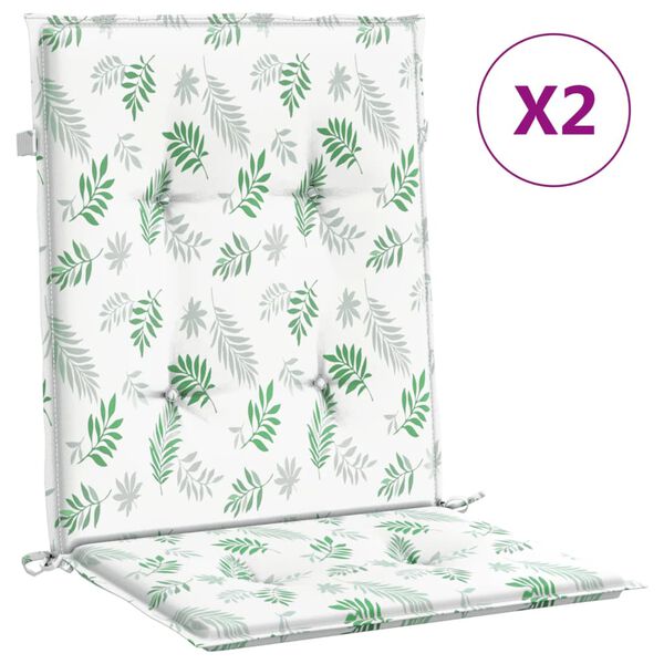 vidaXL Perne de scaun spătar jos, 2 buc., model frunze, textil