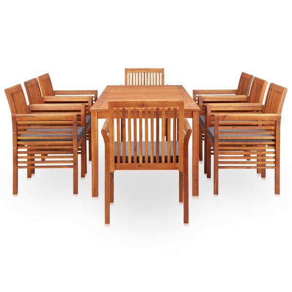 vidaXL Set mobilier de exterior cu perne 9 piese, lemn masiv de acacia