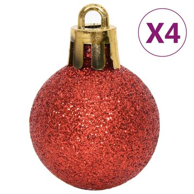 vidaXL Set globuri de Crăciun, 64 piese, roșu și alb