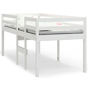 vidaXL Pat &icirc;nalt de dormitor, alb, 90x200 cm, lemn masiv de pin