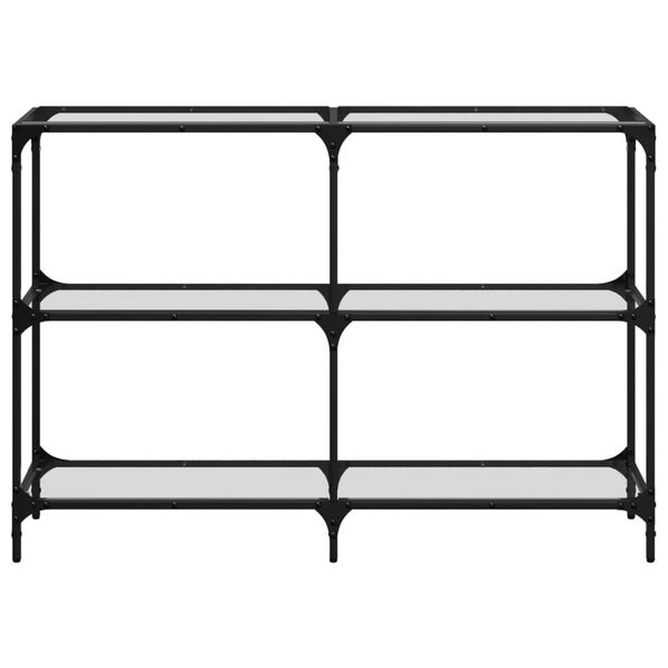 vidaXL Măsuță de cafea blat din sticlă transparentă 118,5x30x81cm oțel