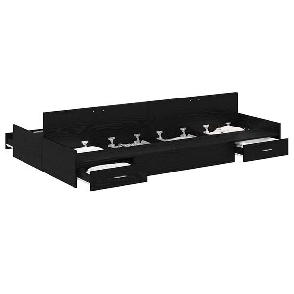 vidaXL Cadru de pat cu depozitare cu sertar Stejar Negru 120 x 200 cm