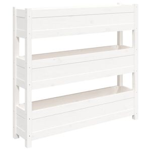 vidaXL Jardinieră, alb, 112x25x104,5 cm, lemn masiv de pin