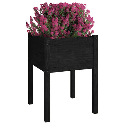 vidaXL Jardinieră de grădină, negru, 50x50x70 cm, lemn masiv de pin