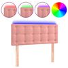 vidaXL Tăblie de pat cu LED, roz, 90x5x78/88 cm, catifea