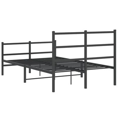vidaXL Cadru pat metalic cu tăblie de cap/picioare , negru, 120x200 cm