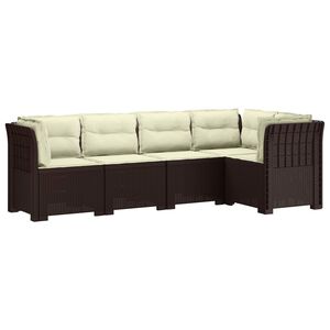 vidaXL Sofa de grădină cu 5 locuri cu perne aspect rattan PP Maro