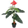 vidaXL Plantă artificială Anthurium cu ghiveci, 90 cm, roșu și galben
