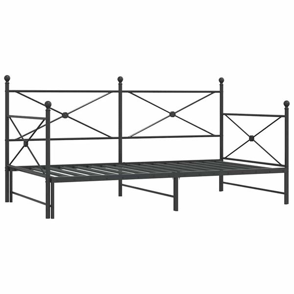 vidaXL Pat de zi cu șaia fără saltea Negru 107x203 cm Oțel