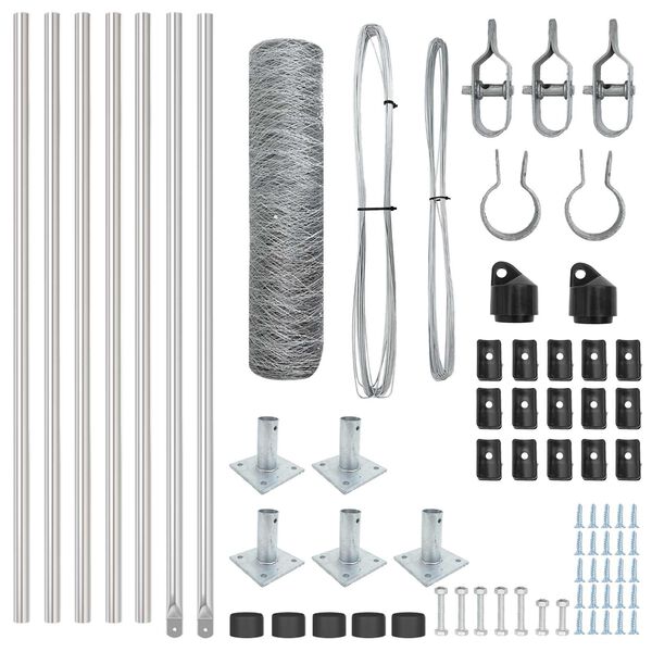 vidaXL St&acirc;lp de gard. Argintiu 10 x 0,5 m (plasă de 36 mm) Oțel