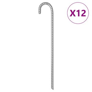 vidaXL Țăruși de cort, 12 buc., 41,5 cm, &Oslash;12 mm, oțel galvanizat