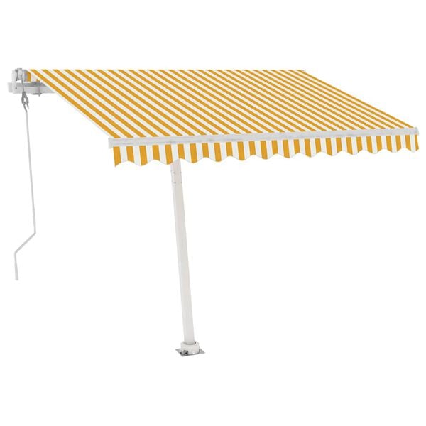 vidaXL Copertină autonomă retractabilă automat galben&alb 300x250 cm