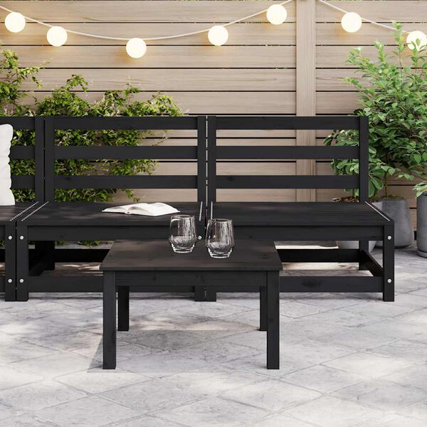 vidaXL Canapele de mijloc de grădină, 2 buc., negru, lemn masiv de pin