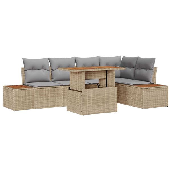 vidaXL Set de canapele pentru grădină 6 pcs Bej Rattan poli