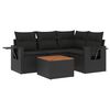 vidaXL Set mobilier de grădină cu perne, 5 piese, negru, poliratan