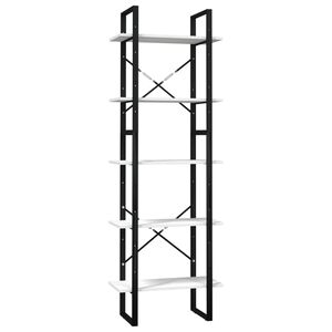 vidaXL Bibliotecă cu 5 rafturi, alb, 60x30x175 cm, lemn masiv de pin