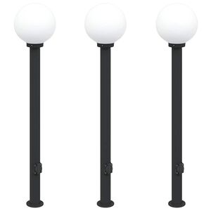 vidaXL St&acirc;lpi iluminatori cu priză, 3 buc., 120 cm, negru, IP44
