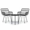 vidaXL Set mobilier de grădină, 3 piese, negru, poliratan
