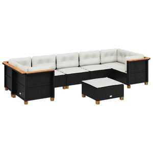 vidaXL Set mobilier de grădină cu perne, 8 piese, negru, poliratan