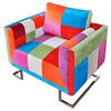 vidaXL Fotoliu cub, picioare cromate, model Patchwork, material textil