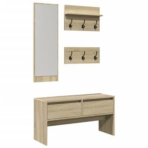 vidaXL Set mobilier pentru hol, 4 piese, stejar sonoma, lemn prelucrat