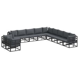 vidaXL Set de canapele pentru grădină 11 buc. Negru Aluminiu