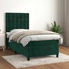 vidaXL Pat box spring cu saltea, verde &icirc;nchis, 80x200 cm, catifea