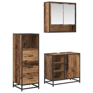 vidaXL Set de mobilier pentru baie 3 buc. Lemn Vechi 65 x 33 x 60 cm